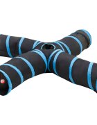vidaXL Kočičí tunel 4cestný černý a modrý 25 cm polyester