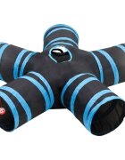 vidaXL Kočičí tunel 5cestný černý a modrý 25 cm polyester