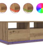 vidaXL Konferenční stolek s LED osvětlením dub artisan 90 x 49 x 40 cm