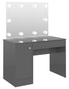 vidaXL Kosmetický stolek s LED světly 110x55x145 cm MDF zářivě šedý