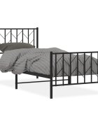 vidaXL Kovový rám postele s hlavovým a nožním čelem černý 90 x 190 cm
