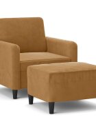 vidaXL Křeslo s podnožkou hnědé 60 cm samet