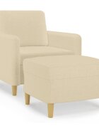 vidaXL Křeslo s podnožkou krémové 60 cm textil