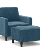 vidaXL Křeslo s podnožkou modrá 60 cm samet