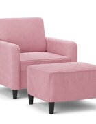 vidaXL Křeslo s podnožkou růžová 60 cm samet