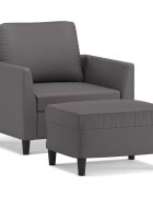 vidaXL Křeslo s podnožkou šedé 60 cm umělá kůže