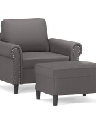 vidaXL Křeslo s podnožkou šedé 60 cm umělá kůže