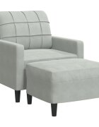vidaXL Křeslo s podnožkou světle šedé 60 cm samet