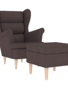vidaXL Křeslo s podnožkou tmavě hnědé textil