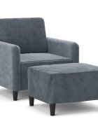 vidaXL Křeslo s podnožkou tmavě šedé 60 cm samet