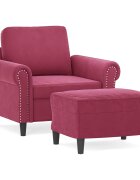 vidaXL Křeslo s podnožkou vínové 60 cm samet
