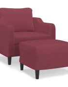 vidaXL Křeslo s podnožkou vínové 60 cm textil