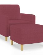 vidaXL Křeslo s podnožkou vínové 60 cm textil