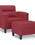 vidaXL Křeslo s podnožkou vínové 60 cm umělá kůže