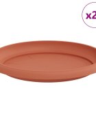 vidaXL Kruhový květinový tácek 24 ks Cihlově červená Ø 215 x 25 cm
