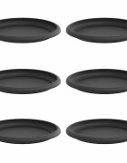 vidaXL Kruhový květinový tácek 6 ks Černá Ø 19 x 2 cm Plast