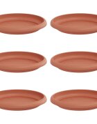 vidaXL Kruhový květinový tácek 6 ks Cihlově červená Ø 14 x 2 cm Plast