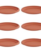 vidaXL Kruhový květinový tácek 6 ks Cihlově červená Ø 19 x 2 cm Plast