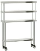 vidaXL Kuchyňský pracovní stůl s horní policí 110 x 30 x 150 cm nerez