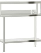 vidaXL Kuchyňský pracovní stůl s horní policí 110 x 55 x 120 cm nerez