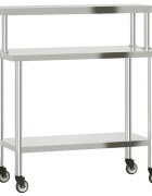 vidaXL Kuchyňský pracovní stůl s horní policí 110 x 55 x 120 cm nerez