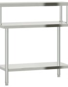 vidaXL Kuchyňský pracovní stůl s horní policí 110 x 55 x 120 cm nerez