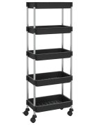 vidaXL Kuchyňský vozík s 5 patry černý 42x29x128 cm železo a ABS