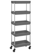 vidaXL Kuchyňský vozík s 5 patry šedý 42x29x128 cm železo a ABS