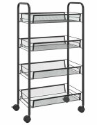 vidaXL Kuchyňský vozík se 4 patry černý 46 x 26 x 85 cm železo