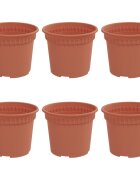 vidaXL Kulatý květináč 6 ks Cihlově červená Ø 125 x 10 cm Plast