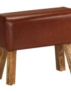 vidaXL Lavice gymnastický kůň 58 cm hnědá pravá kůže a mangovník