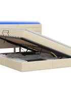 vidaXL LED postel s úložným prostorem a matrací Krémová 160 x 200 cm