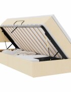 vidaXL LED postel s úložným prostorem a matrací Krémová 90 x 200 cm