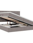 vidaXL LED postel s úložným prostorem a matrací Taupe 200 x 200 cm
