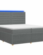 vidaXL LED rošt s matrací s LED pásky Tmavě šedá 200 x 200 cm Textil