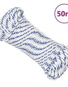 vidaXL Lodní lano bílé 3 mm 50 m polypropylen