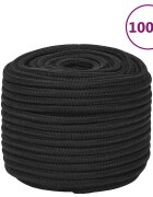 vidaXL Lodní lano celočerné 12 mm 100 m polypropylen