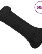 vidaXL Lodní lano celočerné 3 mm 50 m polypropylen