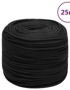 vidaXL Lodní lano celočerné 6 mm 25 m polypropylen