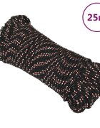 vidaXL Lodní lano černé 4 mm 25 m polypropylen