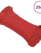vidaXL Lodní lano červené 3 mm 25 m polypropylen