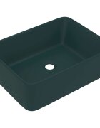 vidaXL Luxusní umyvadlo matné tmavě zelené 41 x 30 x 12 cm keramické