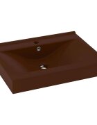 vidaXL Luxusní umyvadlo otvor na baterii tmavě hnědé 60x46 cm keramika