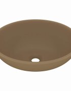 vidaXL Luxusní umyvadlo oválné matné krémové 40 x 33 cm keramické