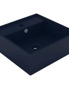 vidaXL Luxusní umyvadlo přepad čtvercové matné tmavě modré 41x41 cm