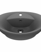 vidaXL Luxusní umyvadlo přepad oválné tmavě šedé 585 x 39 cm keramika