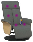 vidaXL Masážní polohovací křeslo s podnožkou tmavě šedé textil
