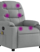 vidaXL Masážní polohovací křeslo světle šedé textil