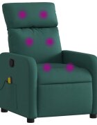 vidaXL Masážní polohovací křeslo tmavě zelené textil