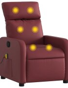 vidaXL Masážní polohovací křeslo vínové umělá kůže